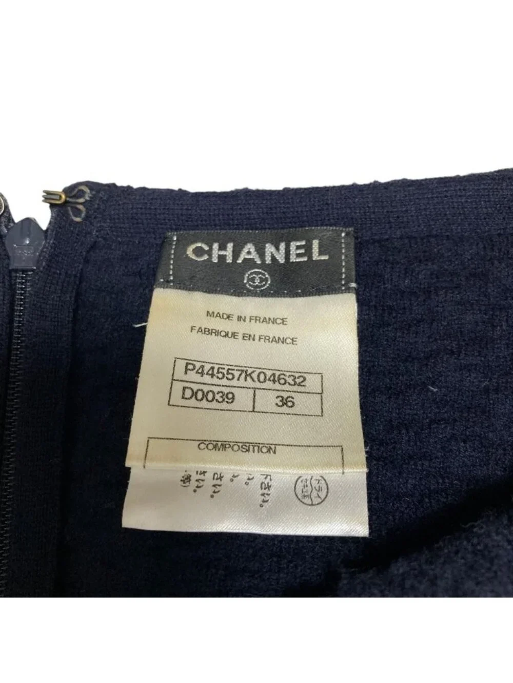 Chanel CC Logo Sleeveless Waffle Knit Dress 36 Navy